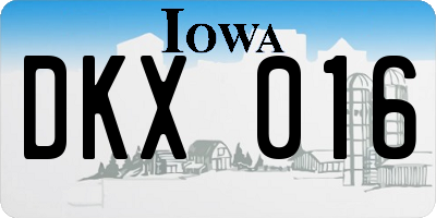 IA license plate DKX016