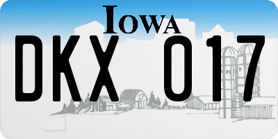 IA license plate DKX017