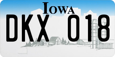 IA license plate DKX018