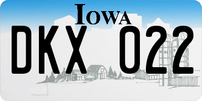 IA license plate DKX022