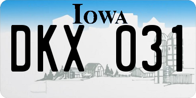 IA license plate DKX031