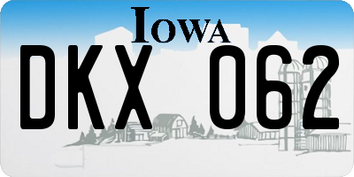IA license plate DKX062
