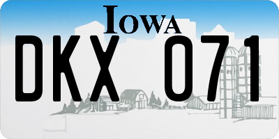 IA license plate DKX071