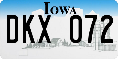IA license plate DKX072