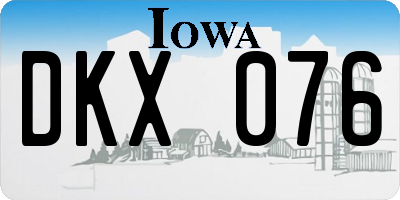 IA license plate DKX076