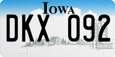 IA license plate DKX092