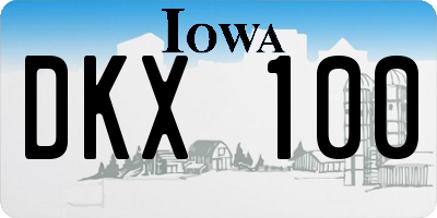 IA license plate DKX100