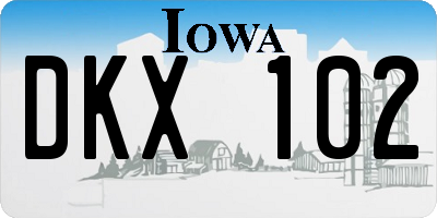 IA license plate DKX102
