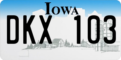 IA license plate DKX103