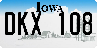 IA license plate DKX108
