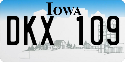 IA license plate DKX109
