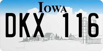 IA license plate DKX116