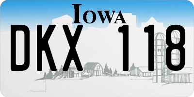 IA license plate DKX118