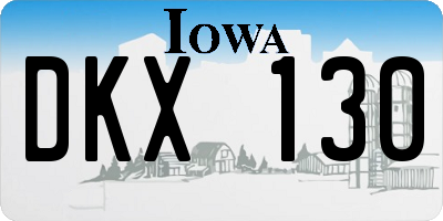 IA license plate DKX130