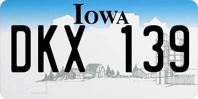 IA license plate DKX139