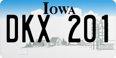 IA license plate DKX201