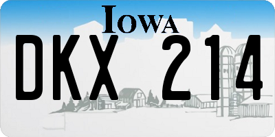 IA license plate DKX214