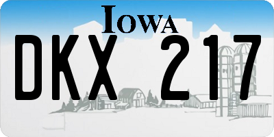 IA license plate DKX217