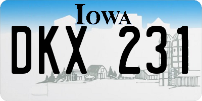 IA license plate DKX231