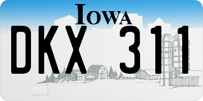 IA license plate DKX311