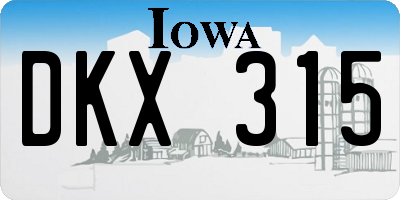 IA license plate DKX315