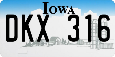 IA license plate DKX316