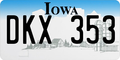 IA license plate DKX353