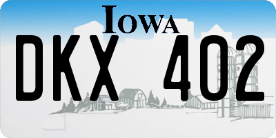 IA license plate DKX402