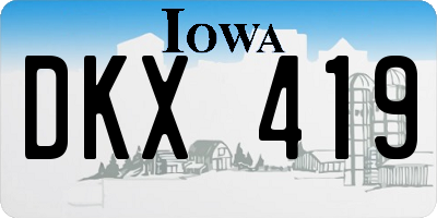 IA license plate DKX419