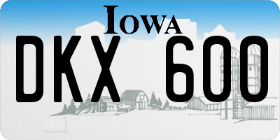 IA license plate DKX600
