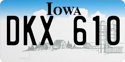 IA license plate DKX610