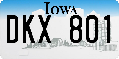 IA license plate DKX801