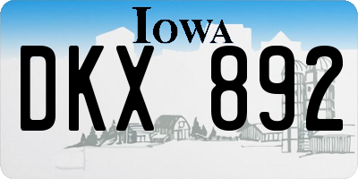 IA license plate DKX892