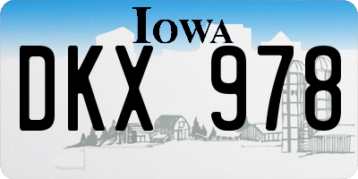 IA license plate DKX978