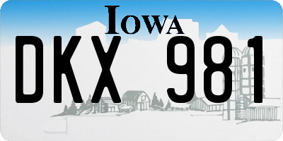 IA license plate DKX981