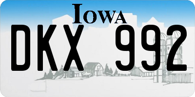 IA license plate DKX992