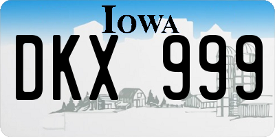 IA license plate DKX999