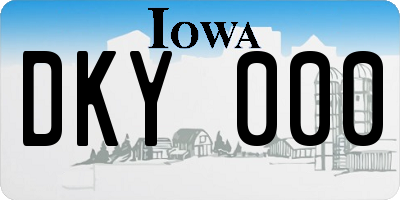 IA license plate DKY000