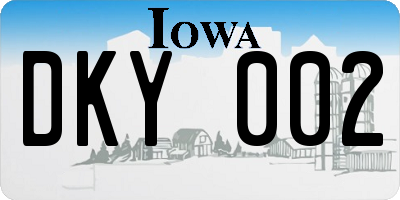 IA license plate DKY002