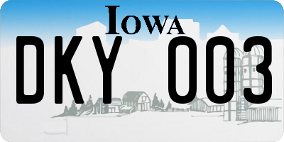 IA license plate DKY003