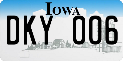 IA license plate DKY006