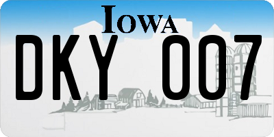 IA license plate DKY007
