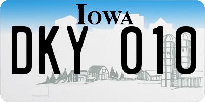 IA license plate DKY010