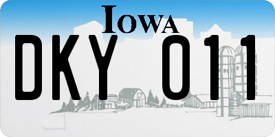 IA license plate DKY011