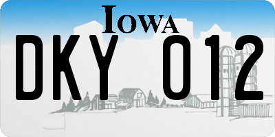 IA license plate DKY012