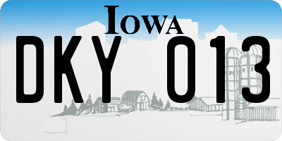 IA license plate DKY013