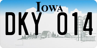 IA license plate DKY014