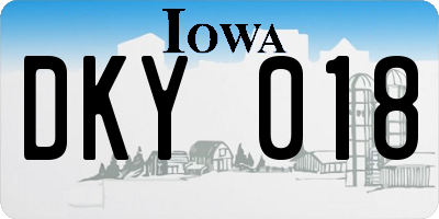 IA license plate DKY018