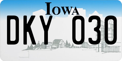 IA license plate DKY030