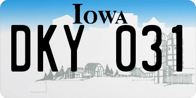 IA license plate DKY031